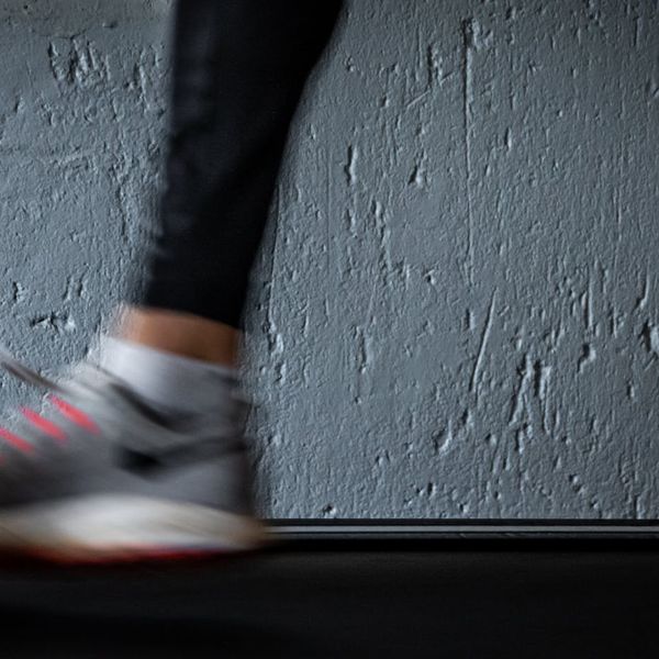 Blurred motion of an athlete exercising